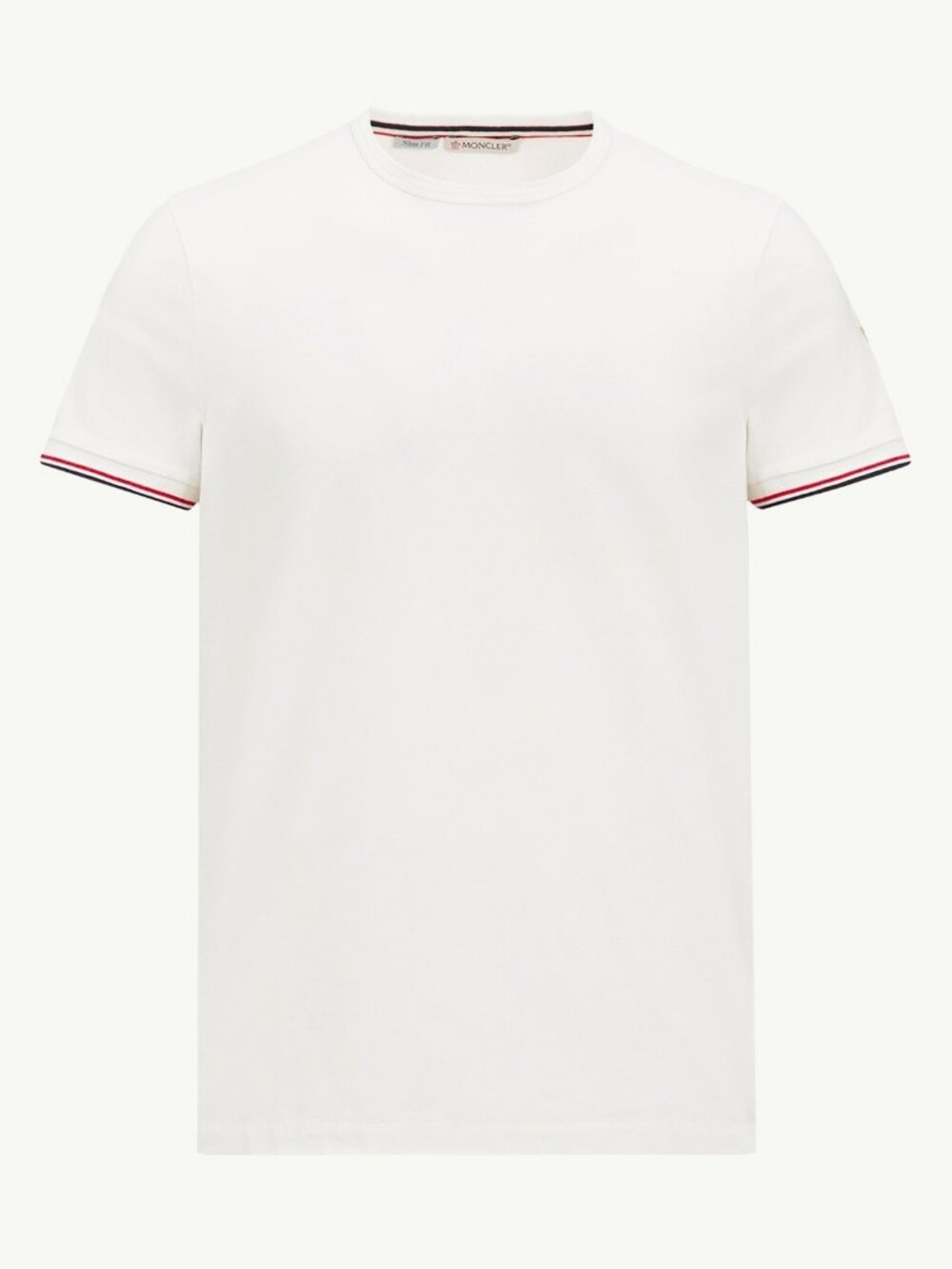 Moncler Maglia T-Shirt White Tricolor Trim Slim Fit M
